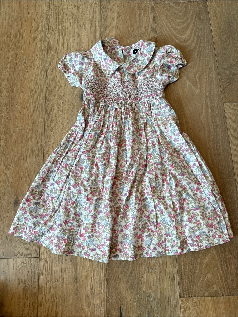 Question Everything Smocked Floral Peter Pan Collar Dress for Girls